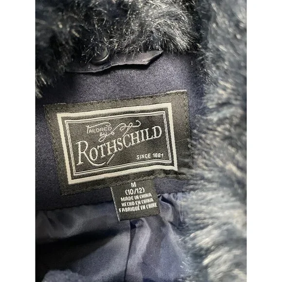 Rothschild Girls blue poly Blend Double Breasted Coat Size M SKU 9270 - Picture 5 of 16